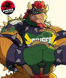 anthro arm_hair armband barazoku beard biceps big_muscles body_hair bottomless bottomless_anthro bottomless_male bracelet claws clothed clothing collar convenient_censorship cracking_knuckles emanata eyebrows eyewear facial_hair gloves goggles hair handwear horn huge_muscles jewelry lens_flare looking_at_viewer male muscular muscular_anthro muscular_male narrowed_eyes pubes shell simple_background smile smirk solo spiked_armband spiked_bracelet spiked_collar spiked_shell spiked_tail spikes spikes_(anatomy) sportswear standing tail teeth text thick_arms vein white_background kraiton13 bowser_day mario_bros nintendo bowser dragon_koopa koopa scalie 2025 absurd_res english_text hi_res