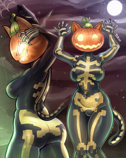 anthro bodysuit breasts butt clothing female food fruit moon plant pumpkin side_boob skinsuit solo tight_clothing wide_hips dutrayx epic_games fortnite spice_(fortnite) domestic_cat felid feline felis mammal 2025 absurd_res hi_res
