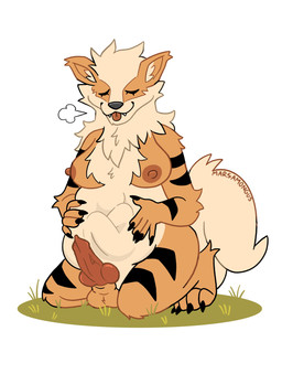 animal_genitalia anthro balls belly breasts canine_genitalia erection fur genitals herm intersex knot knotted_penis oral_vore orange_body orange_fur penis solo tan_body tan_fur vore marsamongus nintendo pokemon fan_character arcanine generation_1_pokemon pokemon_(species) absurd_res digital_media_(artwork) hi_res