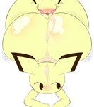 anthro big_butt black_eyes blush bodily_fluids butt cum cum_on_butt cum_on_face cum_on_head cumshot duo ejaculation female genital_fluids hot_dogging huge_butt hyper hyper_butt lying male male/female nude on_front open_mouth sex yellow_body k-10 nintendo pokemon generation_2_pokemon pichu pokemon_(species) hi_res