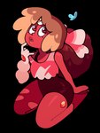 3_eyes afro_ponytail bow_ribbon clothing crop_top female gem hair lips multi_eye not_furry orange_eyes ponytail red_body red_eyes red_skin shirt solo topwear discount-supervillain cartoon_network steven_universe fan_character garnet_(gem_species) gem_(species) gem_fusion humanoid full-length_portrait hi_res portrait