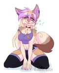 5_fingers anthro bisexual_pride_colors breasts clothed clothing ear_piercing ear_ring female fingers kneeling lgbt_pride piercing pride_color_piercing pride_colors ring_piercing smile ei-ka rinka_eya canid canine fox mammal 2022 digital_media_(artwork) hi_res