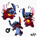 1:1 2014 3_fingers 4_arms alien antennae_(anatomy) belt black_eyes blue_body blue_claws blue_fur blue_nose chibi claws clothed clothing digital_drawing_(artwork) digital_media_(artwork) dipstick_antennae disney experiment_(lilo_and_stitch) fingers fur head_tuft lilo_and_stitch multi_arm multi_limb multicolored_antennae multiple_poses notched_ear nude open_mouth pose signature simple_background small_tail solo spacesuit stitch_(lilo_and_stitch) tail themsjolly toony tuft white_background