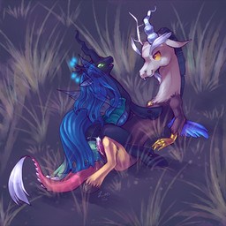 blue_body blue_feathers blue_hair bodily_fluids cowgirl_position cum cum_in_vagina cum_inside duo erection feathered_wings feathers female female_on_top female_penetrated feral from_front_position genital_fluids genitals grass hair hooves horn insect_wings interspecies male male/female male_on_bottom male_penetrating male_penetrating_female nude on_bottom on_top outside penetration penile penile_penetration penis penis_in_vagina plant sex straddling tail tail_tuft tuft vaginal vaginal_penetration vulva wings zanthu friendship_is_magic hasbro my_little_pony discord_(mlp) queen_chrysalis_(mlp) arthropod changeling_(mlp) chimera draconequus mammal 1:1