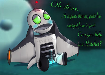 antennae_(anatomy) asking_another balls blue_balls blush bodily_fluids cum genital_fluids genitals glowing glowing_cum glowing_genitalia green_eyes leaking_precum machine male metal_penis penis precum solo unusual_bodily_fluids unusual_cum unusual_genital_fluids wings phuwafu ratchet_and_clank sony_corporation sony_interactive_entertainment clank_(ratchet_and_clank) robot absurd_res hi_res