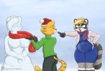 abuse domestic_abuse dominant dominant_female duo female lips male pregnant snow snowman submissive submissive_male preghorrors domestic_cat felid feline felis mammal procyonid raccoon karen_(disambiguation) hi_res story story_in_description