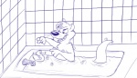 ambiguous_gender anthro bath bubble humor imagination in_bath playful rubber_duck solo tail water goldenrod_(artist) mammal mustelid otter blue_and_white digital_drawing_(artwork) digital_media_(artwork) monochrome