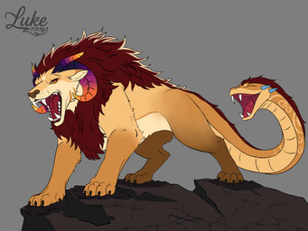 feral living_tail male reptile_tail snake_tail solo tail unusual_anatomy unusual_tail lukefoxxy shinzaro_redmane chimera reptile scalie snake hi_res