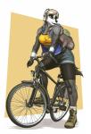 anthro backpack bicycle biped bottomwear clothed clothing female footwear hair muscular muscular_anthro muscular_female shoes short_hair shorts solo topwear vehicle vest mykegreywolf liz_(mykegreywolf) badger mammal mustelid musteline 2018 absurd_res digital_media_(artwork) hi_res signature