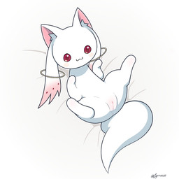 beady_eyes bedding bedding_background blush body_blush cat_smile clitoral_hood featureless_legs female female_feral feral fur genitals high-angle_view highlights_(coloring) inner_ear_fluff innie_vulva looking_at_viewer lying on_back paws pink_highlights quadruped red_eyes solo tail text tuft vulva vulva_blush white_body white_fur zyuuniie puella_magi puella_magi_madoka_magica kyubey felid feline incubator_(puella_magi) mammal 1:1 2025 artist_name cel_shading digital_drawing_(artwork) digital_media_(artwork) hi_res shaded