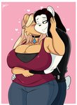 anthro blush breasts duo female heart_symbol kissing male male/female smile jwinkz amara_(jwinkz) bear mammal polar_bear ursine absurd_res hi_res