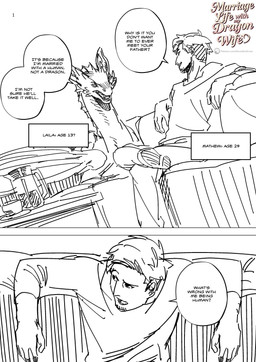 container cup dialogue duo female feral male marriage_life_with_my_dragon_wife text dove_and_crow mythology dragon human mammal mythological_creature mythological_scalie scalie age_(disambiguation) absurd_res comic english_text hi_res monochrome sketch
