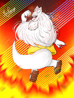 angry anthro asian_clothing claws clothing east_asian_clothing female fire footwear fox_ears geta hair japanese_clothing kimono long_hair pawpads paws red_claws red_clothing red_eyes red_kimono red_pawpads sandals shoes solo tail white_hair white_tail maxhappy angry_fox_(maxhappy) canid canine fox humanoid mammal 3:4 absurd_res hi_res
