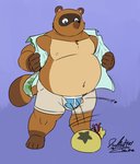 anthro belly blue_eyes bottomwear brown_body brown_fur bulge clothed clothing fur humanoid_hands male moobs navel open_clothing open_shirt open_topwear overweight overweight_anthro overweight_male shirt shorts solo topwear underwear deadanthro animal_crossing nintendo tom_nook_(animal_crossing) canid canine mammal raccoon_dog tanuki 2020