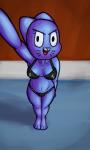 2017 absurd_res anthro barefoot biped blue_body blue_fur bra breasts cartoon_network cleavage clothed clothing digital_media_(artwork) domestic_cat feet felid feline felis female fur hi_res lingerie looking_at_viewer mammal mature_anthro mature_female navel nicole_watterson open_mouth panties raised_arm selfie simple_background solo standing the_amazing_world_of_gumball underwear unknown_artist whiskers