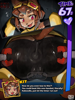 anal anal_beads anal_beads_in_ass anal_penetration anthro big_butt black_clothing blush brown_hair brown_tail butt camel_toe clothed clothed_anthro clothed_female clothing dialogue_box female female_anthro female_penetrated gameplay_mechanics hair heart_symbol light_bulb object_in_ass open_mouth penetration pushbutton sex_toy sex_toy_in_ass sex_toy_insertion solo tail text tight_clothing timer alterkyon gameoverse glitch_productions kit_bodega domestic_cat felid feline felis mammal 3:4 english_text hi_res