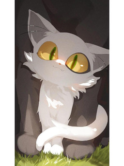 ambiguous_gender bared_fangs cute_fangs duo fangs feral fur grass green_eyes grey_body grey_fur kemono looking_at_viewer plant shadow solo_focus teeth yellow_sclera hlg7777 daijin_(suzume) domestic_cat felid feline felis mammal 2025 3:4 hi_res
