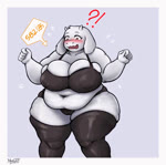 2_horns anthro areola aroused bedroom_eyes belly belly_overhang belly_rolls big_areola big_belly big_breasts black_clothing black_underwear blush bodily_fluids border breasts cleavage clothed clothed_to_nude clothing clothing_loss covering covering_breasts covering_self cracks curvy_figure deep_navel double_chin drooling embarrassed expansion eyelashes fangs fat_arms fat_rolls female floppy_ears flustered fur grey_background happy heart_symbol horn huge_hips huge_thighs interrobang looking_at_self looking_at_viewer lop_ears love_handles morbidly_obese morbidly_obese_anthro morbidly_obese_female narrowed_eyes navel nipple_outline obese obese_anthro obese_female onomatopoeia open_mouth open_smile outside_panel overweight overweight_anthro overweight_female personality_change reaching_towards_viewer robe saliva seductive shocked simple_background smile solo sound_effects squish sweat sweaty_belly sweaty_legs sweaty_thighs talking_to_viewer tearing_clothing teeth text thick_thighs torn_clothing torn_thigh_highs underwear underwear_only weight_gain white_body white_border white_fur wide_eyed wide_hips meesop undertale undertale_(series) toriel boss_monster_(undertale) bovid caprine goat mammal 2024 alternate_version_at_source animated digital_drawing_(artwork) digital_media_(artwork) english_text no_sound sequence short_playtime signature slideshow webm
