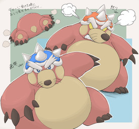 angry anthro armor belly big_belly biped blue_eyes brown_nose headgear helmet kemono red_body solo standing text harusame127 mario_bros nintendo super_mario_galaxy major_burrows eulipotyphlan mammal mole_(animal) 2025 hi_res japanese_text translated