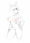 anthro big_breasts breasts curvy_figure featureless_crotch female looking_at_viewer nipples nude solo standing voluptuous wide_hips vibershot lagomorph leporid mammal rabbit absurd_res hi_res sketch