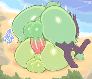 anal anal_penetration anthro anthro_on_anthro anthro_penetrated anthro_penetrating anthro_penetrating_anthro anus backsack balls beach big_balls big_butt black_body butt day detailed_background duo eyes_closed femboy from_behind_position fur genitals green_body green_fur huge_butt humanoid_genitalia humanoid_penis male male/male male_penetrated male_penetrating male_penetrating_male motion_lines multicolored_body onomatopoeia outside penetration penile penile_penetration penis penis_in_ass pink_anus pink_nose rear_view seaside sex sitting smile sound_effects text water frumples nintendo pokemon felid feline generation_9_pokemon mammal meowscarada pokemon_(species) shiny_pokemon 2023 dated digital_drawing_(artwork) digital_media_(artwork)