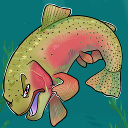 ambiguous_gender dorsal_fin feral fin group markings open_mouth pelvic_fins solo_focus spots spotted_body tail tail_fin trio underwater water flamingpickle cutthroat_trout fish marine trout 1:1