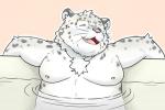 anthro bathing belly male moobs nipples nude overweight overweight_anthro overweight_male partially_submerged simple_background solo water tiger_cub felid mammal 2016