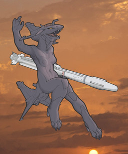 aircraft anthro breasts claws fangs female grey_body holding_object holding_weapon machine missle navel open_mouth photo_background plantigrade raised_arm solo tail teeth tongue vehicle weapon yellow_eyes xenopera dassault_rafale aeromorph living_aircraft living_machine living_vehicle 2026 5:6 digital_media_(artwork) hi_res mixed_media photography_(artwork)
