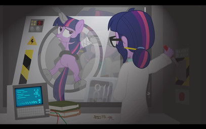 black_bars book bound clothing coat computer duo electronics eyewear feathered_wings feathers female fur glasses hair horn lab_coat lever monitor multicolored_hair pencil_(object) purple_body purple_eyes purple_feathers purple_fur purple_hair purple_skin pushbutton reflection square_crossover topwear two_tone_hair wings dm29 equestria_girls friendship_is_magic hasbro my_little_pony mythology twilight_sparkle_(eg) twilight_sparkle_(mlp) equid equine human mammal mythological_creature mythological_equine winged_unicorn 2014 hi_res letterbox