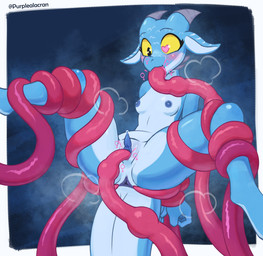 2_horns anthro anus areola black_eyebrows black_eyes blue_anus blue_areola blue_body blue_ears blue_nipples blue_penis blue_scales blue_tail blue_vulva blush blush_lines bodily_fluids border breasts breath double_penetration erection eyebrows eyelashes female_symbol fingers gender_symbol gender_transformation genital_fluids genitals genitals_shrinking grey_horn hands_behind_back heart_eyes heart_symbol herm herm_anthro horn humanoid_hands intersex intersex_anthro looking_down mtf_transformation multicolored_body multicolored_scales nipples non-mammal_breasts non-mammal_nipples non-mammal_vulva nude_anthro nude_herm open_mouth oral oral_penetration penetration penis penis_shrinking pink_tentacles precum restrained restrained_by_tentacles scales small_breasts small_penis snout solo spread_anus spread_legs spreading suspension symbol tail tapering_penis tentacle_around_arm tentacle_around_leg tentacle_in_mouth tentacle_in_vagina tentacle_penetration tentacle_suspension tentacles text thick_tail transformation transformation_through_sex two_tone_body two_tone_scales two_tone_tail vaginal vaginal_penetration vulva white_body white_border white_inner_ear white_scales white_tail wide_eyed yellow_sclera purplealacran sky_(skybold) kobold scalie 2025 absurd_res artist_name hi_res
