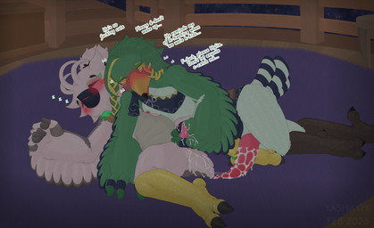 4_toes accessory after_anal after_rape after_sex age_difference animal_genitalia animal_penis anisodactyl anklet anthro anus avian_feet beak belly_warmer blonde_hair blue_body blue_feathers blush blush_lines bodily_fluids bottomless breath brown_scutes carpet clothed clothing cum cum_drip cum_in_ass cum_inside cum_on_penis cum_on_tail cum_splatter cum_string dialogue dripping emanata facial_markings feathers feet floor forced forced_handjob fur_skirt furniture gaping gaping_anus genital_fluids genitals green_body green_feathers green_hair grey_body grey_feathers guilty_rape hair hair_accessory handjob head_markings jewelry leaking_cum lying male male/male markings moan multicolored_hair night nightstand nipples non-mammal_nipples older_anthro older_male on_back on_side partially_clothed penile penis penis_size_difference plantigrade post_nut_clarity rape scarf scutes sex simple_background sky sleep_molestation sleep_sex sleeping star starry_sky stool tail tail_markings tapering_penis tears text toes two_tone_hair white_body white_feathers wing_markings winged_arms wings wood wood_floor wood_furniture yellow_eyes yellow_scutes young young_anthro young_male younger_anthro younger_male yashak age_of_imprisonment nintendo tears_of_the_kingdom the_legend_of_zelda tulin_(tloz) vence_(tloz) avian rito 2026 absurd_res english_text hi_res