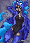 anthro bed bodysuit clothing female furniture horn kigurumi licking licking_lips looking_at_viewer lying on_back on_bed one-piece_swimsuit onesie ponysuit pose skinsuit solo swimwear text tight_clothing tongue tongue_out wings stirren friendship_is_magic hasbro my_little_pony mythology princess_luna_(mlp) equid equine mammal mythological_creature mythological_equine unicorn pinup url