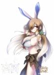 :3 beverage big_breasts bikini blush bottomwear breasts brown_eyes brown_hair cleavage clothed clothing female gradient_hair hair hair_over_eye holding_object huge_breasts long_hair multicolored_hair one_eye_obstructed side_boob skirt solo swimwear two-piece_swimsuit white_hair yoshida_hideyuki kemono_friends european_hare_(kemono_friends) animal_humanoid hare_humanoid humanoid lagomorph lagomorph_humanoid leporid_humanoid mammal mammal_humanoid 2018 hi_res signature watermark