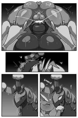 anal anal_penetration anthro anthro_on_feral anthro_penetrating anthro_penetrating_feral backsack balls bestiality big_balls big_butt biped blush bodily_fluids butt cum cum_in_ass cum_inside feral feral_penetrated genital_fluids genitals glistening glistening_butt glistening_thighs heart_symbol huge_balls kissing larger_penetrated male male/male male_feral male_penetrated male_penetrating male_penetrating_male nude_anthro nude_male penetration rear_view sex size_difference standing sweat sweatdrop sweaty_balls sweaty_butt sweaty_genitalia sweaty_legs sweaty_thighs text cuchuflin nintendo pokemon generation_4_pokemon generation_5_pokemon lopunny pokemon_(species) scolipede absurd_res comic hi_res monochrome