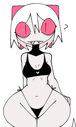 anthro black_clothing black_thong black_topwear black_underwear bottom_heavy breasts butt butt_from_the_front camel_toe clothed clothed_anthro clothed_female clothing fangs female female_anthro forked_tongue heart_symbol huge_hips light_body mole_under_eye navel non-mammal_breasts non-mammal_navel pear-shaped_figure pink_sclera pupils question_mark slit_pupils small_breasts small_waist solo tail teeth thong tongue tongue_out topwear underwear white_body wide_hipped_anthro wide_hipped_female wide_hips xarop77 circe_(xarop77) legged_snake reptile scalie snake 2026 digital_drawing_(artwork) digital_media_(artwork) hi_res portrait three-quarter_portrait