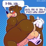 ambiguous_gender anal anal_fingering anthro ball_fondling balls blue_eyes blush brown_body brown_fur dialogue disembodied_hand erection fingering fondling fur genitals group male male_penetrated nude open_mouth penetration penis simple_background smile text fizzyjay banjo-kazooie nintendo rareware super_smash_bros. banjo_(banjo-kazooie) crazy_hand master_hand bear mammal 1:1 digital_media_(artwork) english_text hi_res