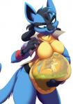 anthro anthro_pred belly big_belly big_breasts blue_body bodily_fluids bottomless breasts clothed clothing cutaway digestion duo fangs featureless_breasts female female_anthro female_pred feral feral_prey internal larger_pred male male/female male_feral male_prey open_mouth oral_vore size_difference smaller_prey stomach_acid teeth vore eyeofcalamity nintendo pokemon cain_(atrocityatwork) fan_character hildegard_(fidchellvore) buizel generation_4_pokemon lucario mammal pokemon_(species) rodent 2019 absurd_res colored digital_media_(artwork) hi_res shaded female_(lore) male_(lore)