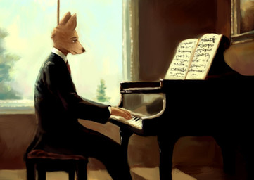anthro building chair ears_up eyebrows furniture grand_piano house inside keyboard_instrument male musical_instrument on_chair piano piano_keys playing playing_music playing_piano sheet_music sitting sitting_on_chair solo reynard_goodfellow