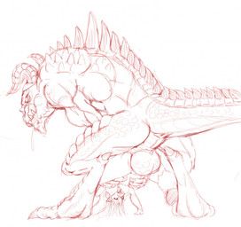 all_fours animal_genitalia anthro anthro_on_feral anthro_penetrated anus backsack balls balls_deep bestiality breasts claws doggystyle duo female female_on_feral female_penetrated feral feral_penetrating feral_penetrating_anthro frill_(anatomy) from_behind_position genitals horn larger_male looking_at_viewer male male/female male_on_anthro male_penetrating male_penetrating_female membrane_(anatomy) membranous_frill non-mammal_balls penetration raised_tail sex simple_background size_difference smaller_female smaller_penetrated tail tail_anus teeth white_background vicioustyrant fallout microsoft bovid bovine cattle deathclaw mammal scalie 2015 graphite_(artwork) hi_res monochrome sketch traditional_media_(artwork)