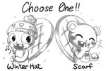 alternate_costume anthro buckteeth candle duo freckled_face freckles hand_on_mouth happy holding_object laugh lit_candle male scarf simple_background singing smile snow snowball snowing teeth text winter winter_hat abing happy_tree_friends toothy_(htf) beaver mammal rodent 3:2 monochrome