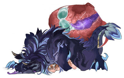 all_fours anal_canal anal_orgasm animal_genitalia animal_penis anus bestiality bestiality_impregnation big_claws big_feet blue_body blue_fur blue_mane bodily_fluids body_hair breed brown_hair claws cum cumshot doggystyle dominant duo egg egg_in_ass ejaculation feet feral forked_tongue from_behind_position fur genital_fluids genital_slit genitals hair hands-free horn humanoid_genitalia humanoid_penis impregnation knot knotted_penis larger_dom light_body light_skin lying male male/male mane motion_lines multicolored_body multicolored_fur nails on_another on_front orgasm orgasm_face oviposition ovipositor_in_ass ovipositor_penis penis pubes purple_penis raised_tail red_eyes scratch_mark scratches sex sharp_nails size_difference spread_legs spreading tail tailbutt thick_tail tongue vein veiny_penis x-ray_view skific mythology dragon furred_dragon furred_scalie human mammal mythological_creature mythological_scalie scalie 2026 colored digital_drawing_(artwork) digital_media_(artwork) hi_res shaded