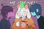 aftercare anthro group trio leewonteey deltarune undertale_(series) kris_(deltarune) ralsei susie_(deltarune) bovid caprine goat human humanoid mammal hi_res