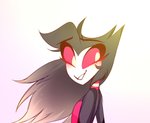 anthro blush clothing female pose simple_background smile solo white_background astrally helluva_boss octavia_(helluva_boss) avian avian_demon bird demon owl owl_demon hi_res