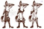 2016 3:2 anthro armwear bare_shoulders bb biped bulge canid canine clothed clothing crossdressing dialogue disney dress elbow_gloves english_text femboy footwear fox fur gloves hair handwear hi_res high_heels legwear maid_uniform male mammal multiple_poses nick_wilde open_clothing open_shirt open_topwear pose red_fox shirt shoes simple_background skimpy smile solo stockings text topwear true_fox underwear undressing uniform white_background zootopia
