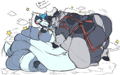 after_transformation anthro belly belly_on_belly belly_rub big_belly big_butt blue_body blue_fur blue_hair butt crossed_arms duo eye_contact fat_rolls female fur growing hair hand_on_belly harness holidays horn hug huge_belly hungry looking_at_another male male/female malicious morbidly_obese morbidly_obese_female morbidly_obese_male navel obese obese_female obese_male overweight overweight_female overweight_male romantic romantic_couple rubbing sitting sitting_on_ground smile tail teasing teasing_partner thick_tail thick_thighs weight_gain winter fatty-sashimi christmas donut_(chaoswaffle) komi_(fatty-sashimi) deer mammal new_world_deer reindeer 2025 digital_media_(artwork) flat_colors