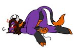 angry animal_genitalia animal_penis anthro anus arms_tied balls blush bound brown_hair butt canine_genitalia canine_penis claws erection facial_piercing fangs fur genitals hair hooves horn humiliation knot looking_back male markings nicokitsune nose_piercing nose_ring nude open_mouth orange_markings penis piercing presenting presenting_anus purple_body purple_fur raised_tail rear_view ring_piercing simple_background solo submissive tail tail_anus teeth tied_hair tongue unknown_artist michinaga_(nicokitsune) bovid bovine buffalo cattle hybrid mammal hi_res