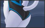 ambiguous_gender anthro big_butt butt clothing femboy fur one-piece_swimsuit presenting presenting_hindquarters raised_tail solo swimwear tail white_body white_fur warden006 microsoft ori_(series) xbox_game_studios wardy guardian_spirit mammal