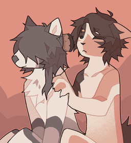 anthro brown_body brown_fur brown_hair brush brushing brushing_hair duo eyebrow_piercing facial_piercing fur grey_body grey_hair hair hair_over_eyes hairbrush orange_body personal_grooming piercing styling_hair white_body white_fur vinqock callie_(vinqou) reina_(vinqou) calico_cat canid canine domestic_cat felid feline felis fox mammal platinum_fox red_fox true_fox 2026 animated trans_(lore) trans_man_(lore) trans_woman_(lore)