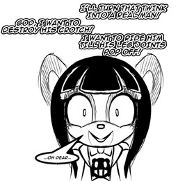 anthro dialogue hair long_hair looking_at_viewer machine male shocked solo speech_bubble text chaoscroc eggman_empire eggman_logo sega sonic_the_hedgehog_(series) fan_character marion_(chaoscroc) bear giant_panda mammal robot 2025 black_and_white english_text monochrome sketch