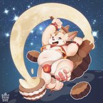 anthro belly bulge clothing food humanoid_hands male mochitsuki moon mooncake navel nipples overweight solo underwear young young_anthro pawsve moon_rabbit lagomorph leporid mammal rabbit 1:1 2021 hi_res